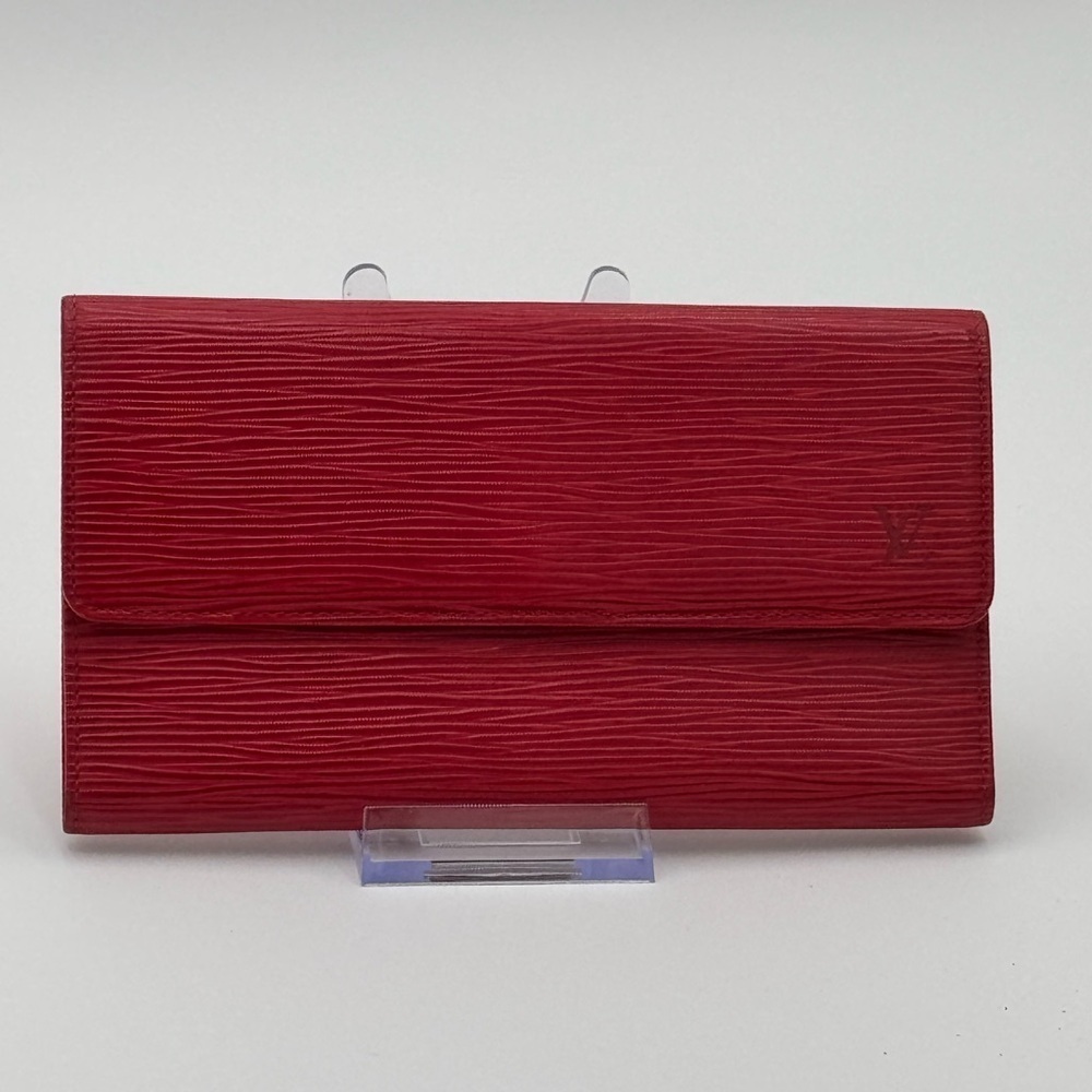 Authentic Louis Vuitton Red Epi Leather Porte Tresor International Wallet